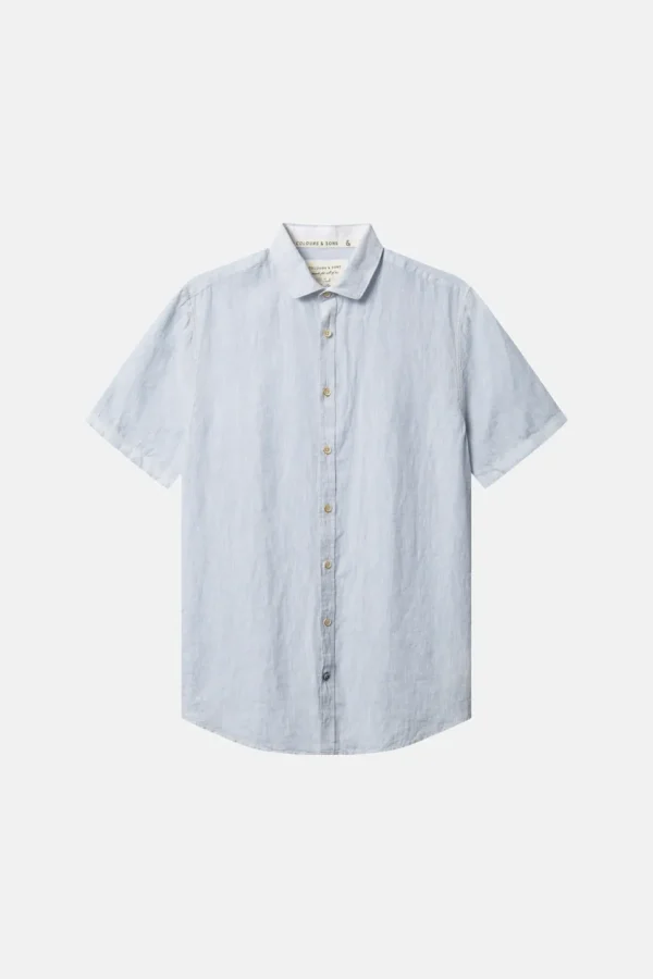 Basic Leinen Hemd - Vintage Blue
