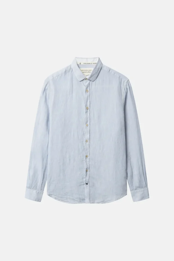 Basic Leinen Hemd - Vintage Blue