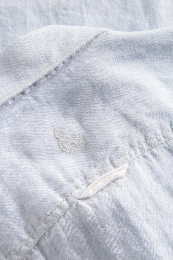 Basic Leinen Hemd - Vintage Blue