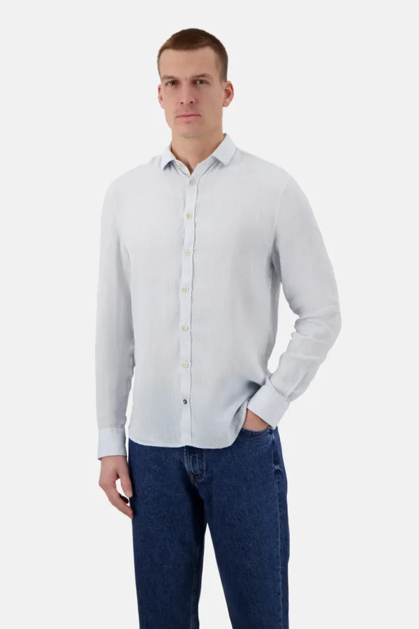 Basic Leinen Hemd - Vintage Blue