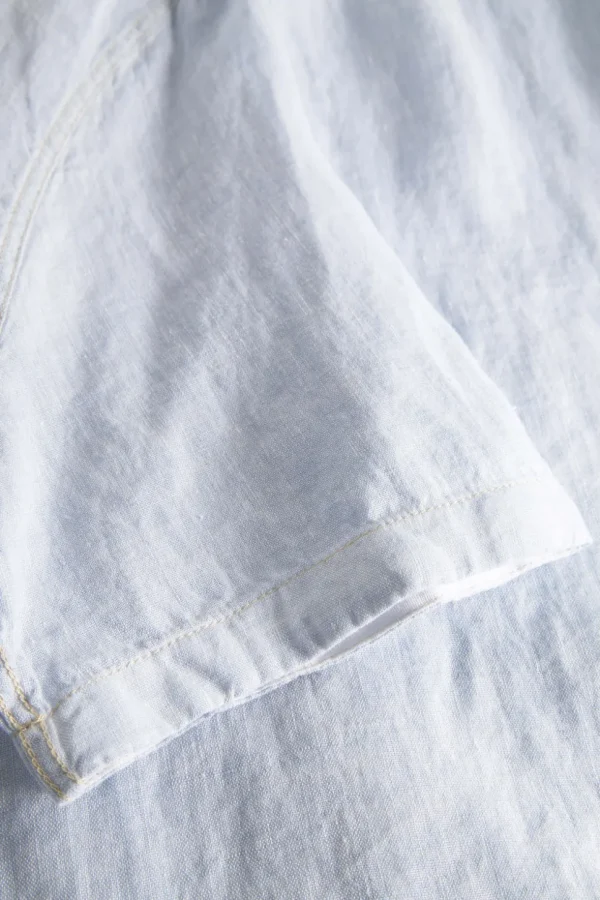 Basic Leinen Hemd - Vintage Blue