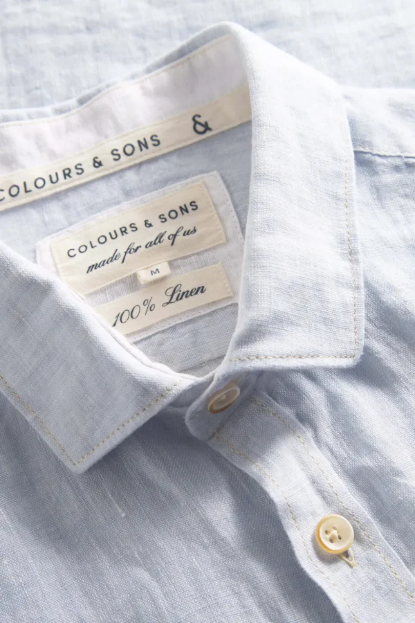 Basic Leinen Hemd - Vintage Blue