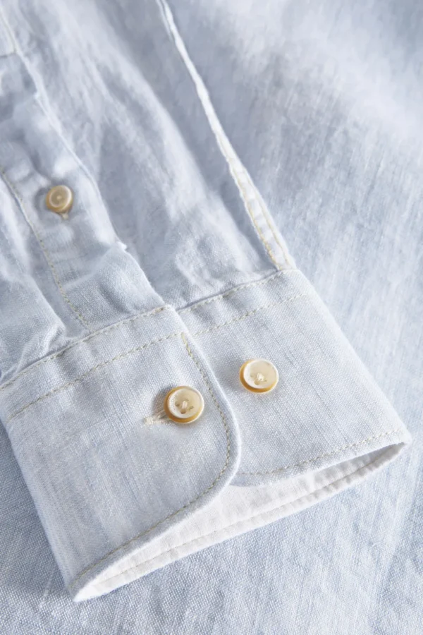 Basic Leinen Hemd - Vintage Blue