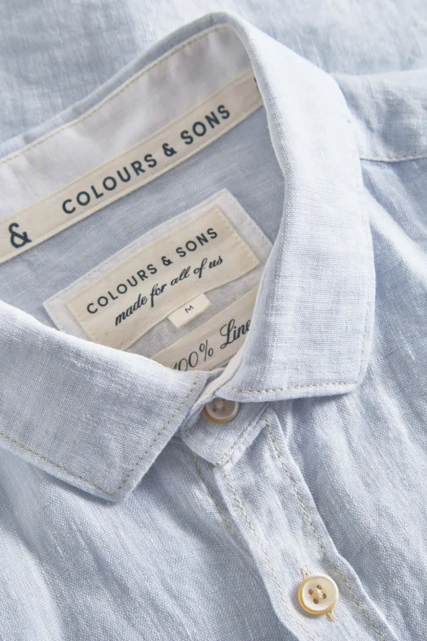 Basic Leinen Hemd - Vintage Blue