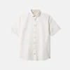 Basic Leinen Hemd Kurzarm - White