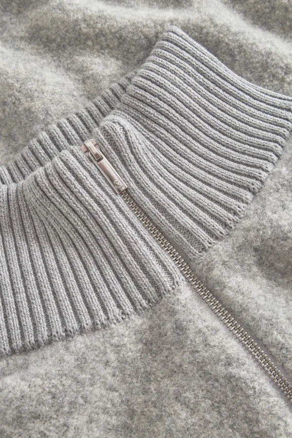 Zip Strickjacke-Bouclé - Silver
