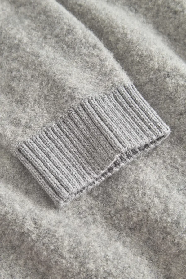 Zip Strickjacke-Bouclé - Silver